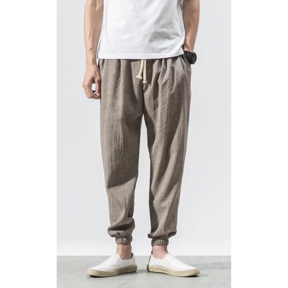 NWT Jishman Japanese Streetwear Harem Pants Mens 2XL Gray Drop Crotch Joggers